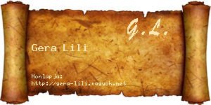 Gera Lili névjegykártya